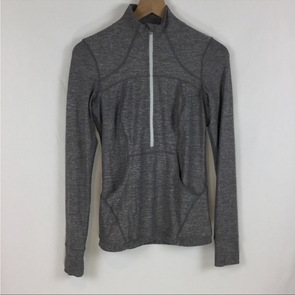 Heathered Grey Define Pullover Slate Half Zip Running Activewear Top Size 6 - Picture 4 of 4